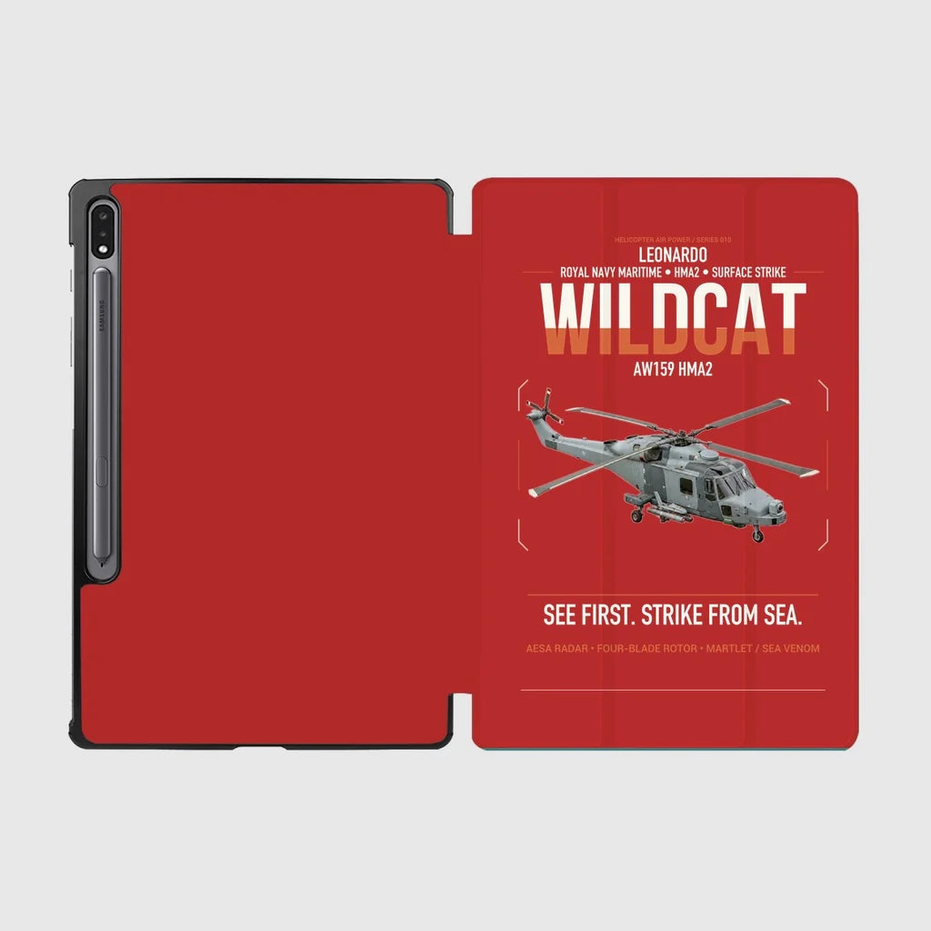Leonardo AW159 Wildcat HMA2 design on red samsung tablet tablet case