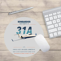 Thumbnail for Bombardier Learjet 31A design on light gray round mouse pad