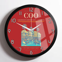 Thumbnail for Cadjehoun Airport (COO) design on red framed wall clock