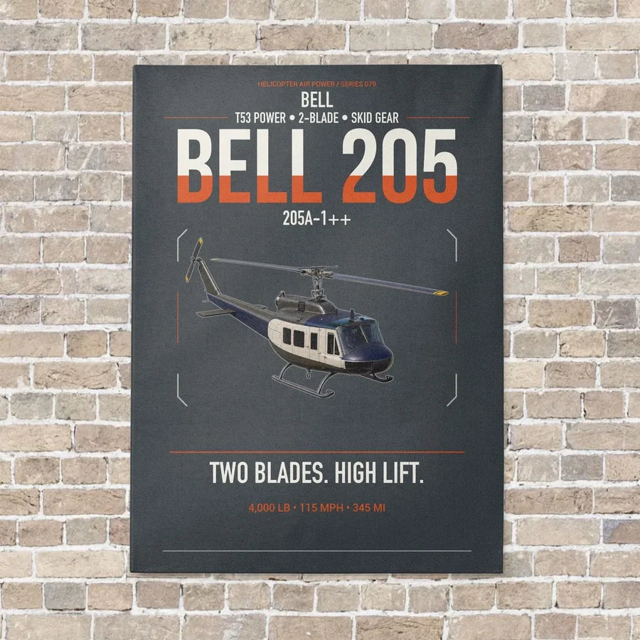 Bell 205A-1++ vertical canvas print - no frame - gray background