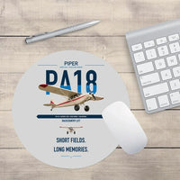 Thumbnail for Piper PA-18 Super Cub design on light gray round mouse pad
