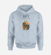 Thumbnail for Hammerfest Airport (HFT) design on light blue hoodie single-side print