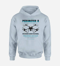 Thumbnail for Skyfront Perimeter 8 design on light blue hoodie single side