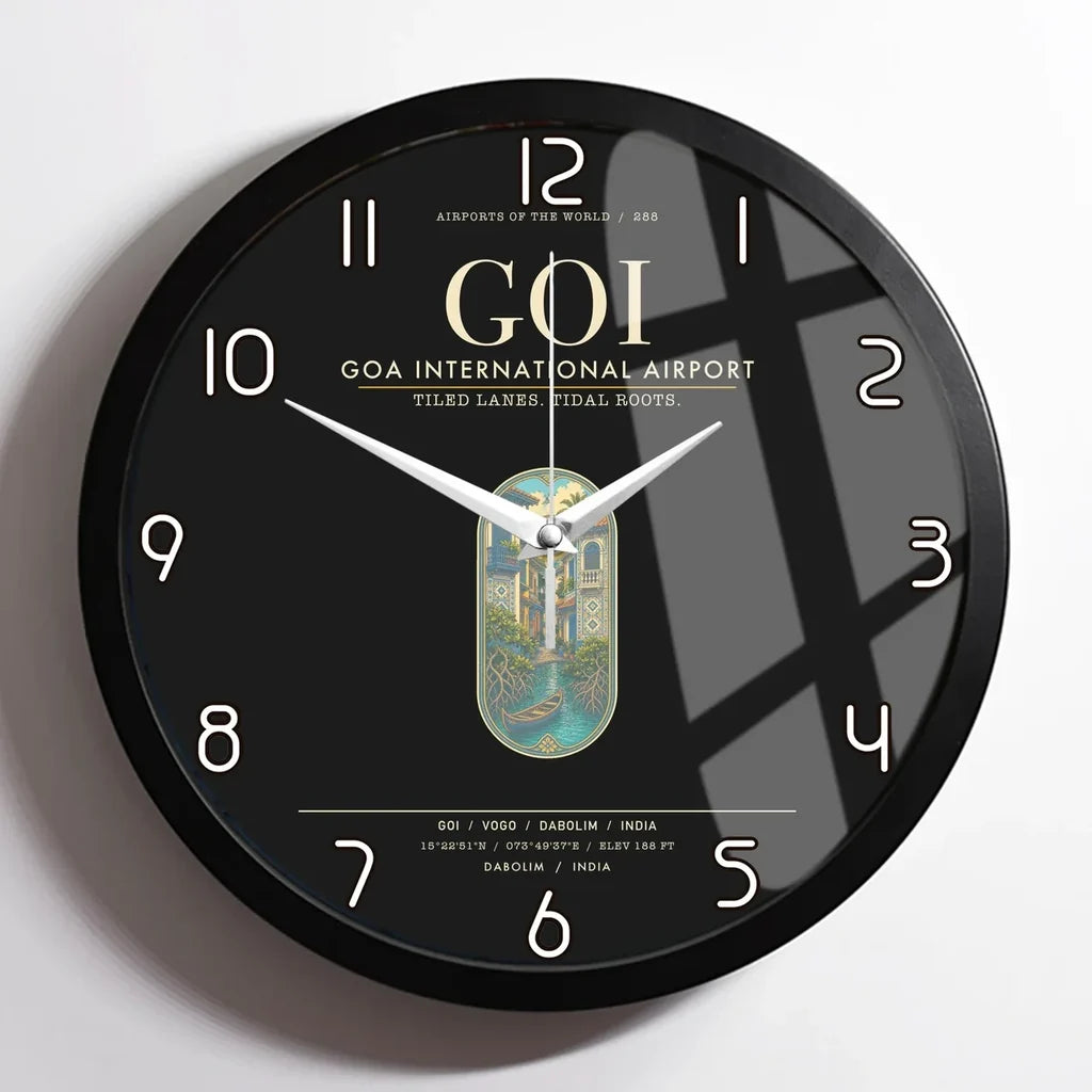 Goa International Airport Dabolim GOI Wall-Clock Framed - Black