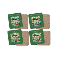 Thumbnail for The Glacier Mail Run - Designed Coasters design on green 4-pieces-set