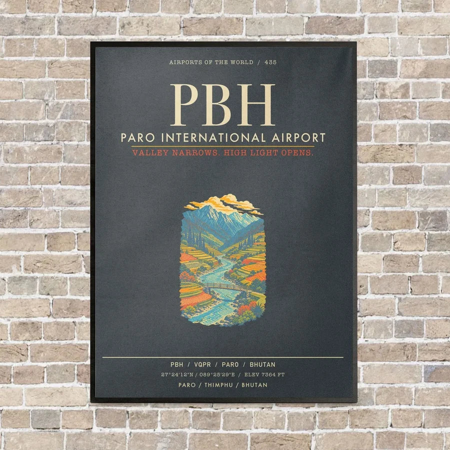 Paro International Airport PBH - Canvas Framed - Gray