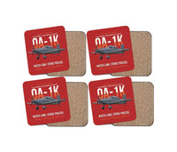 Thumbnail for OA-1K Skyraider II Armed Overwatch design on red 4 pieces set coaster