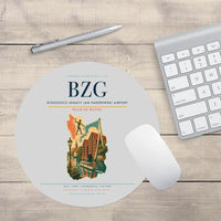 Thumbnail for Bydgoszcz Ignacy Jan Paderewski Airport (BZG) design on light gray round mouse pad