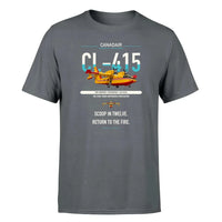 Thumbnail for Canadair CL-415 design on gray t-shirt, single-side print