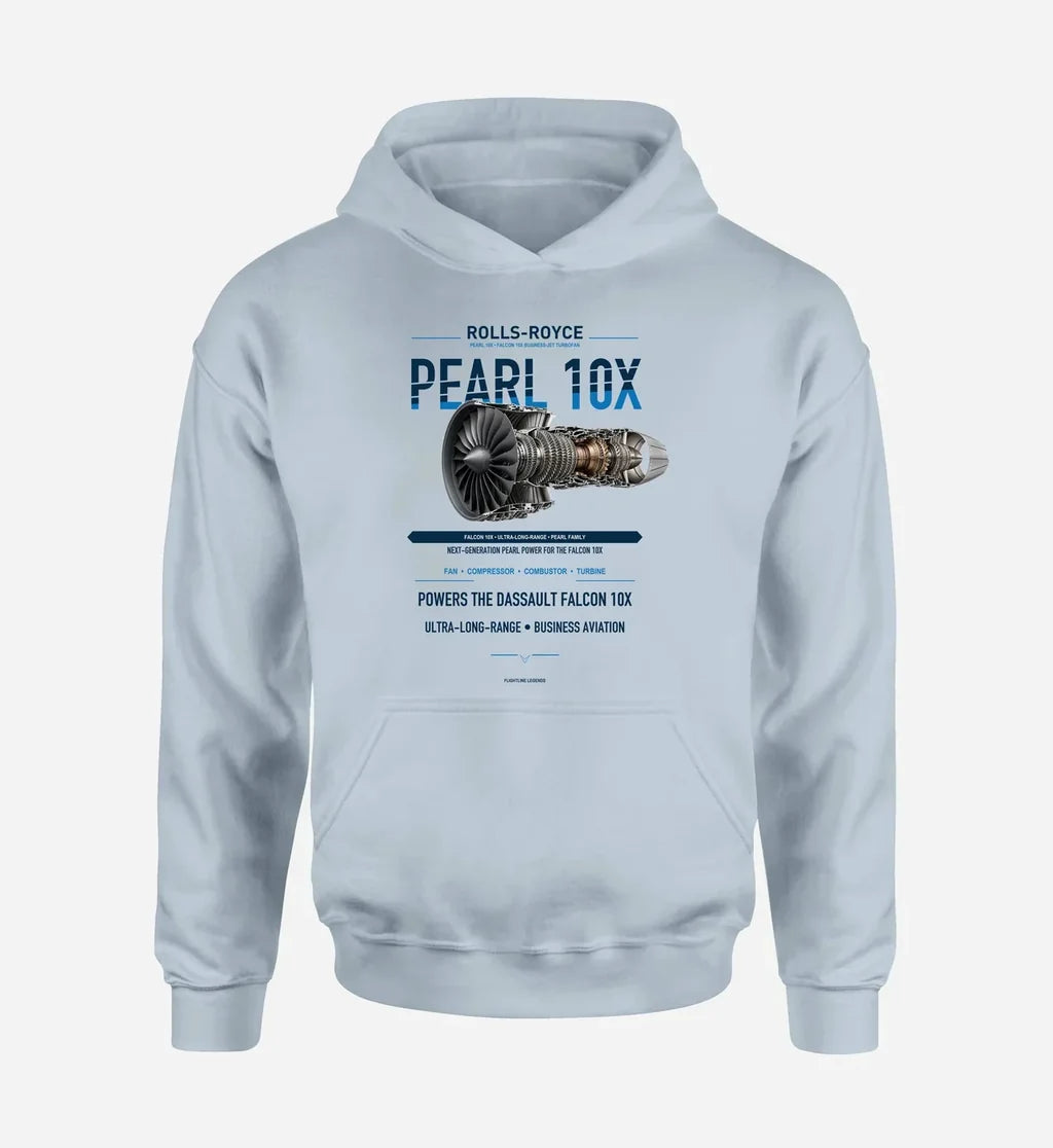 PEARL 10X design on light blue hoodie single side