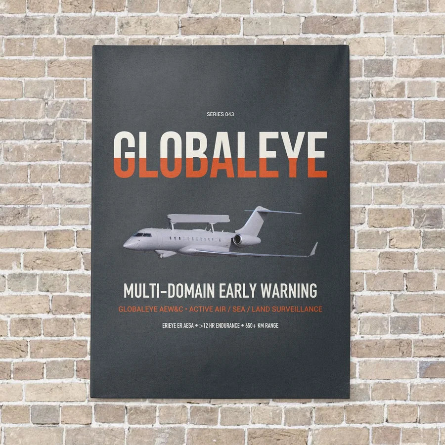 Saab GlobalEye vertical canvas print - no frame - gray background