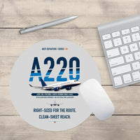 Thumbnail for Airbus A220-100 design on light gray round mouse pad