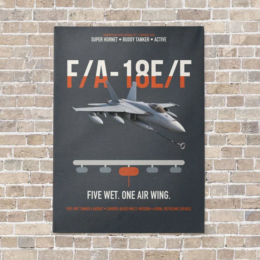F A-18E F Buddy Tanker vertical canvas print - no frame - gray background