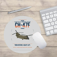 Thumbnail for Boeing CH-47F Chinook design on light gray round mouse pad