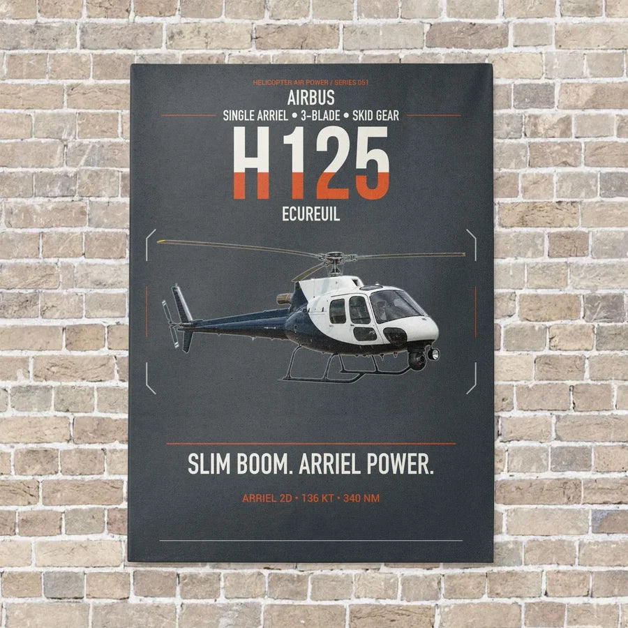 Airbus H125 vertical canvas print - no frame - gray background