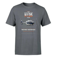 Thumbnail for Airbus H135 design on gray t-shirt, single-side print