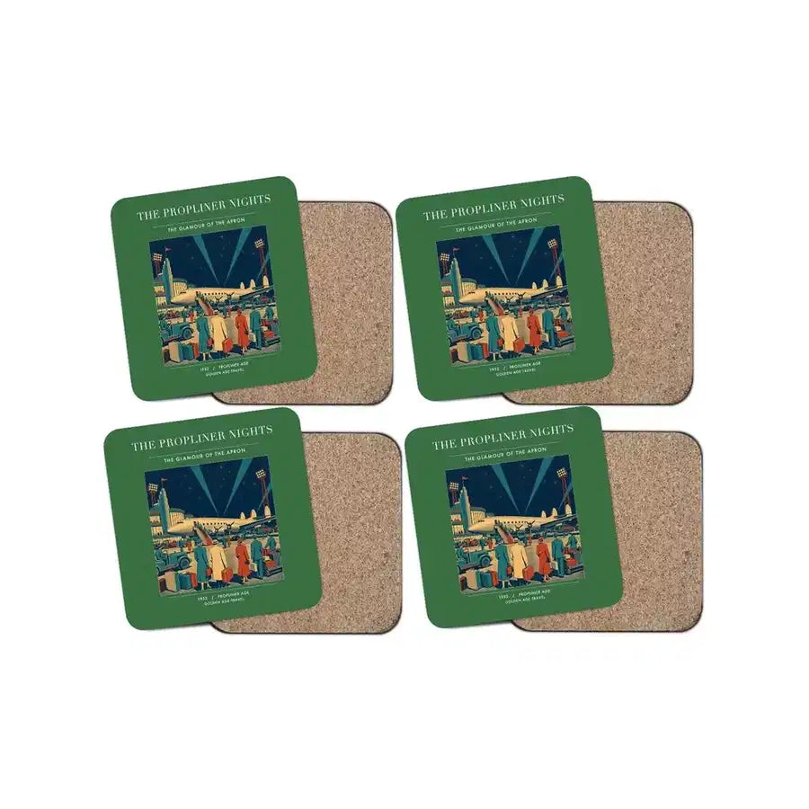 The Propliner Nights - Designed Coasters design on green 4-pieces-set