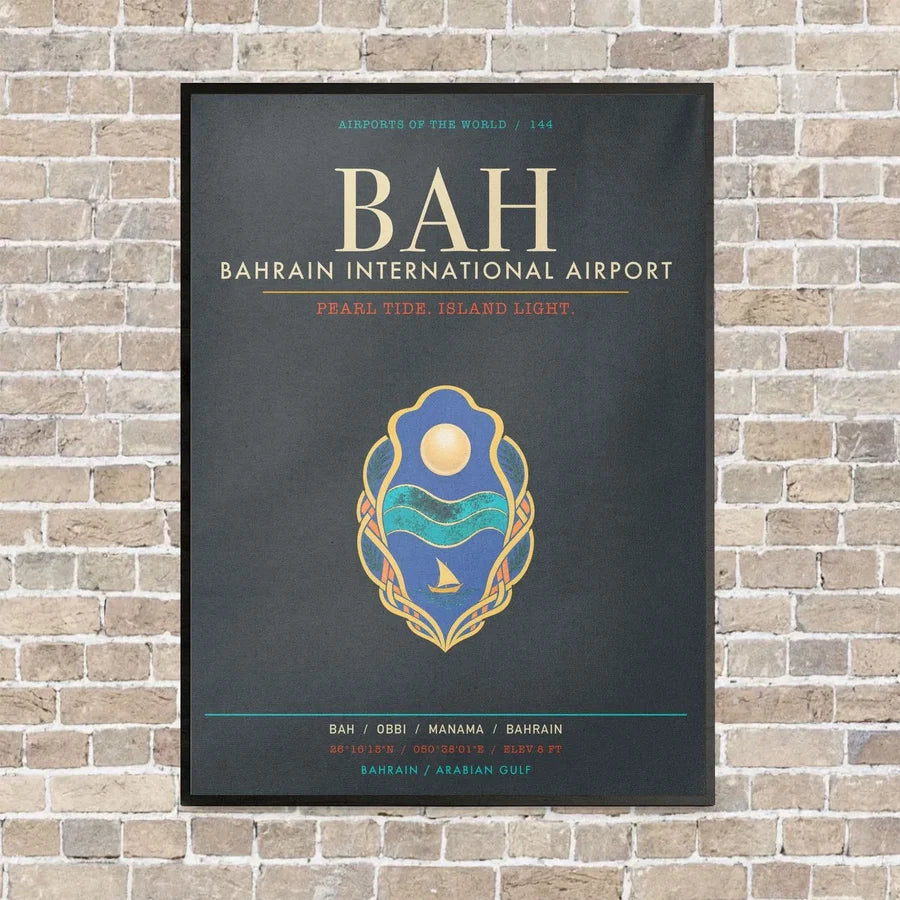 Bahrain International Airport BAH - Canvas Framed - Gray