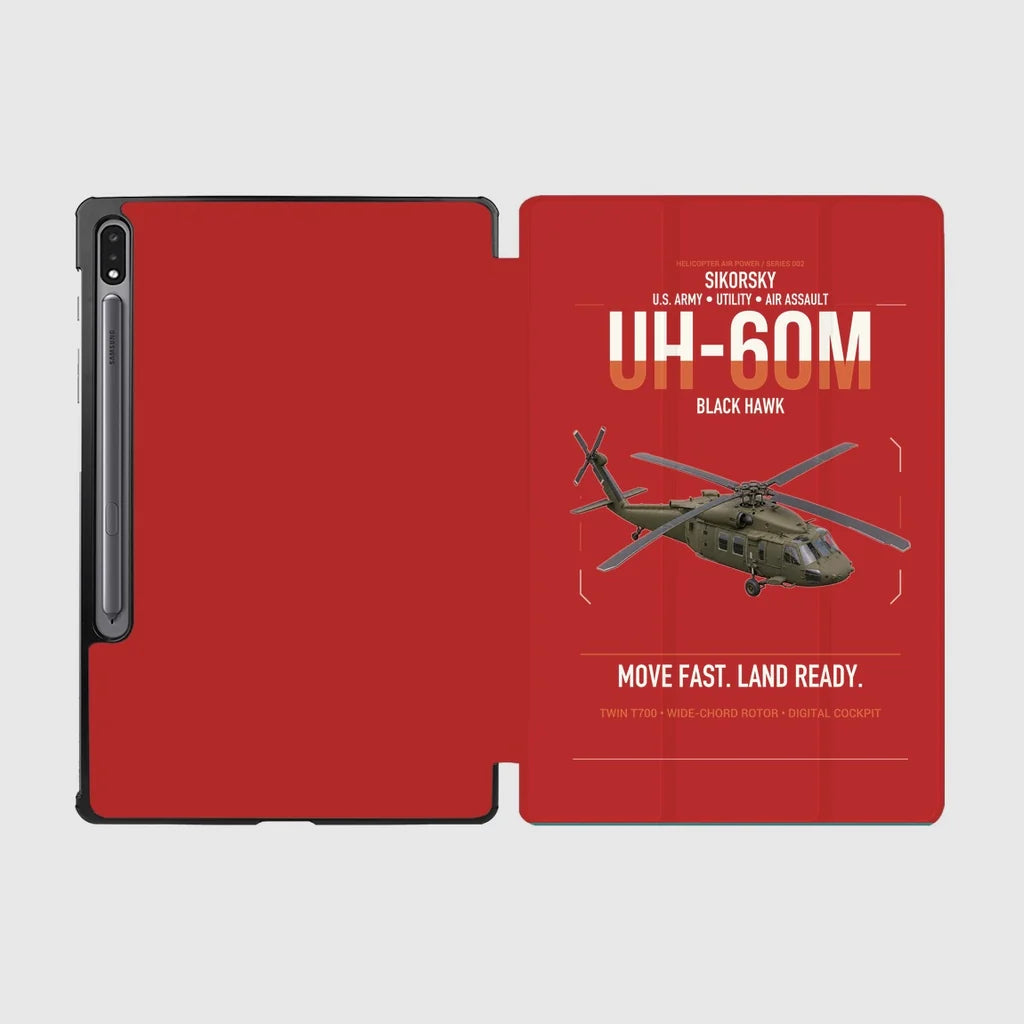 Sikorsky UH-60M Black Hawk design on red samsung tablet tablet case
