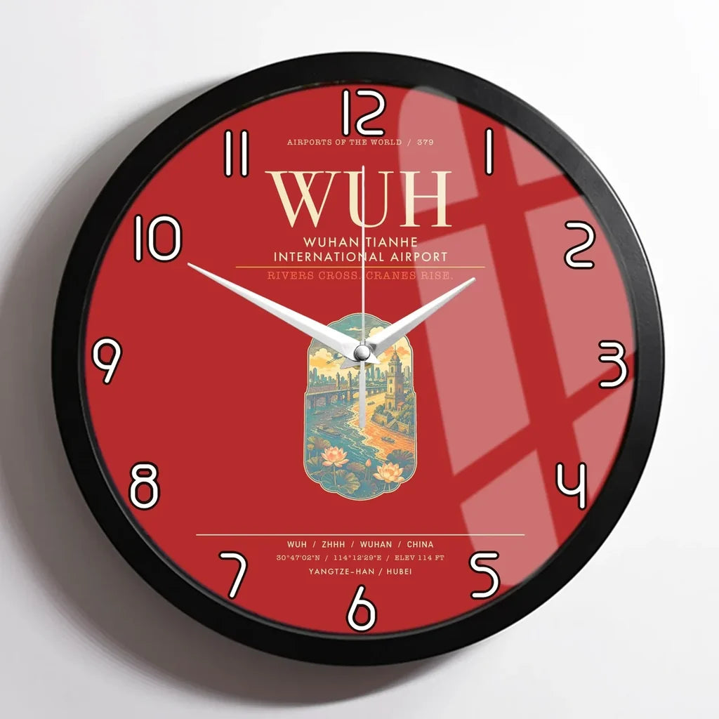 Wuhan Tianhe International Airport WUH Wall-Clock Framed - Red