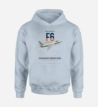 Thumbnail for Hawker Hunter F6 design on light blue double-side hoodie, single-side print
