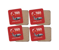 Thumbnail for C-390 Millennium design on red 4 pieces set coaster