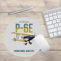 Thumbnail for Curtiss P-6E Hawk design on light gray round mouse pad