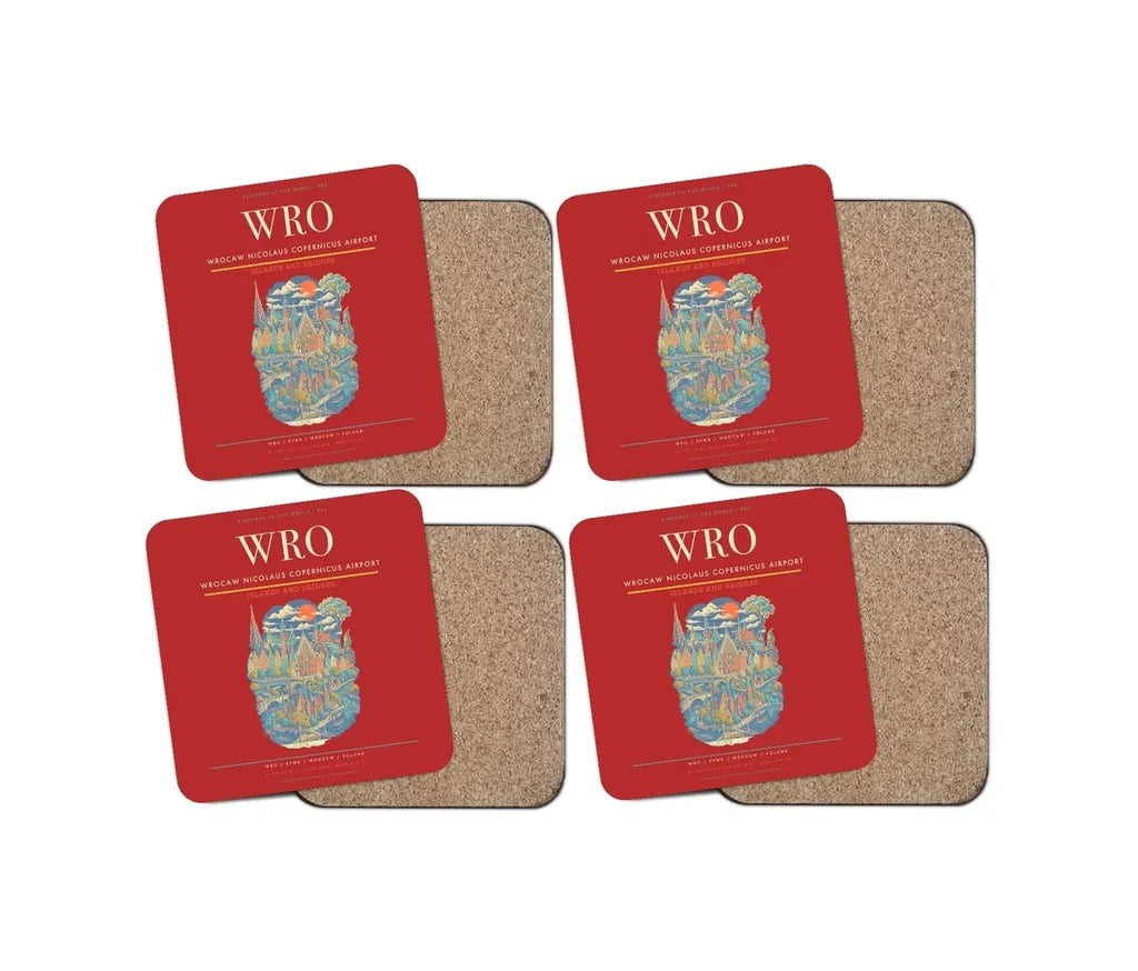 Wrocaw Nicolaus Copernicus Airport WRO Coaster 4-Pieces-Set - Red