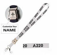 Thumbnail for Airbus A220 Flat Text seat belt lanyard - white with name