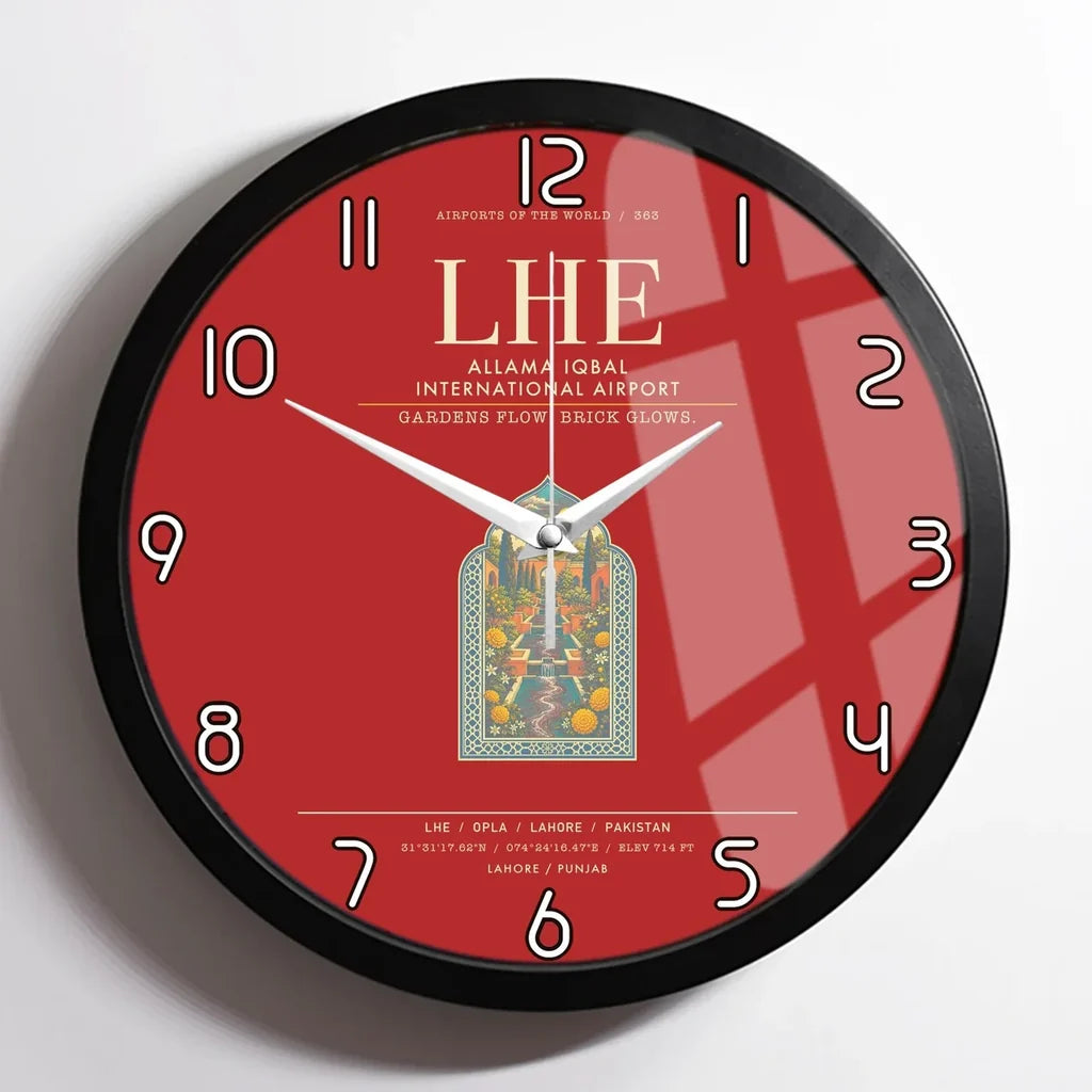 Allama Iqbal International Airport Lahore LHE Wall-Clock Framed - Red