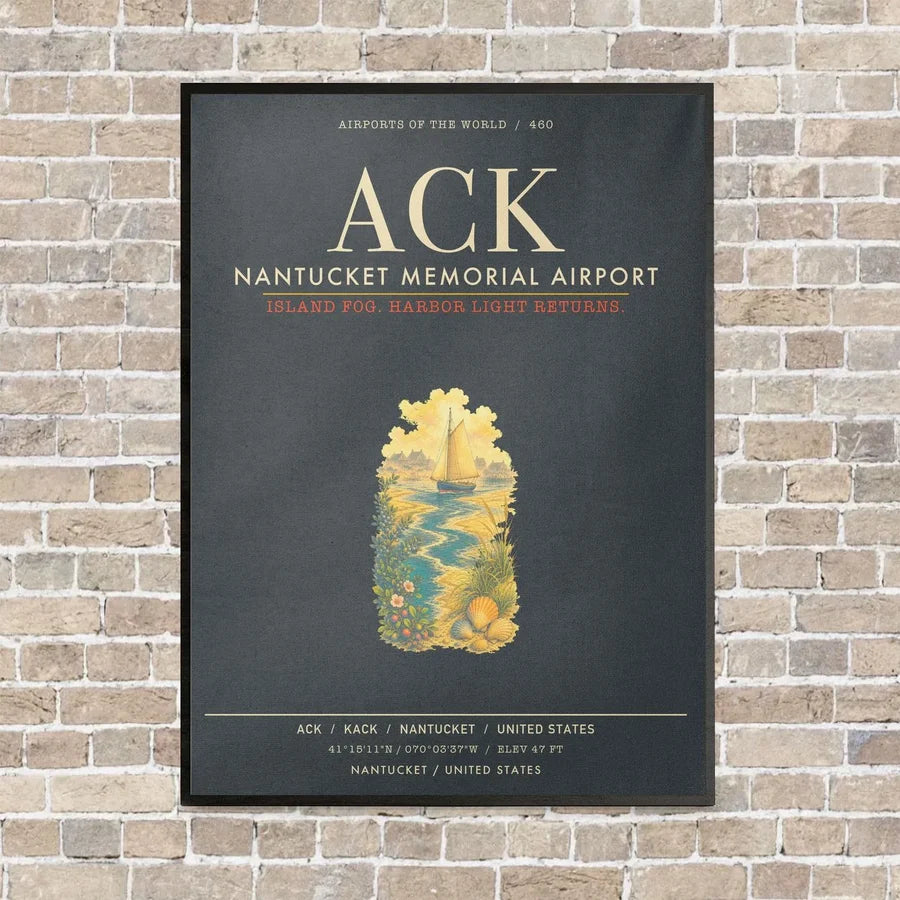 Nantucket Memorial Airport ACK - Canvas Framed - Gray