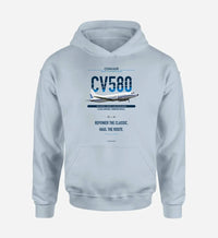 Thumbnail for Convair 580 design on light blue hoodie single side