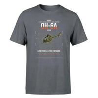 Thumbnail for Hughes OH-6A Cayuse design on gray t-shirt, single-side print