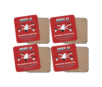 Thumbnail for Parrot ANAFI Ai design on red 4 pieces set coaster