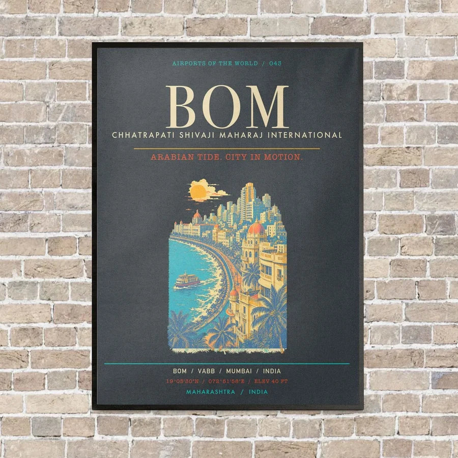 Chhatrapati Shivaji Maharaj International Airport Mumbai BOM - Canvas Framed - Gray