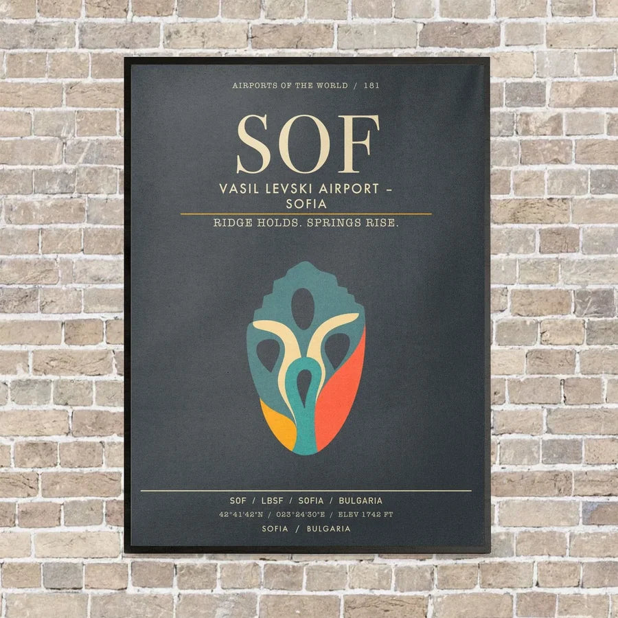 Vasil Levski Airport Sofia SOF - Canvas Framed - Gray