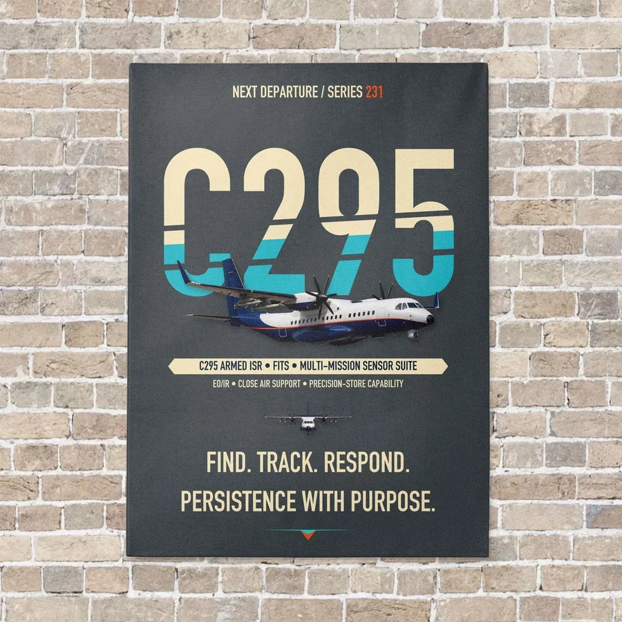Airbus C295 Armed ISR vertical canvas print - no frame - gray background
