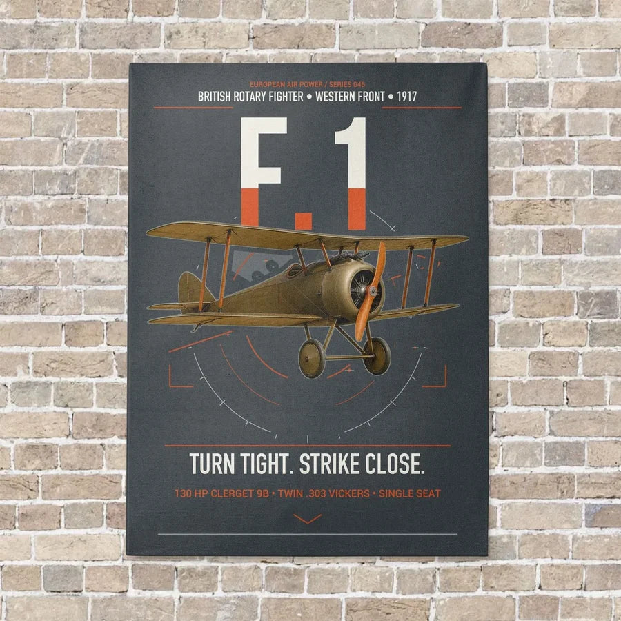 Sopwith Camel F.1 vertical canvas print - no frame - gray background