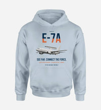 Thumbnail for E-7A Wedgetail design on light blue double-side hoodie, single-side print