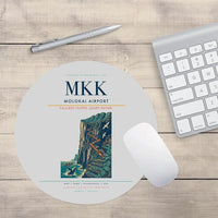 Thumbnail for Molokai Airport (MKK) design on light gray round mouse pad