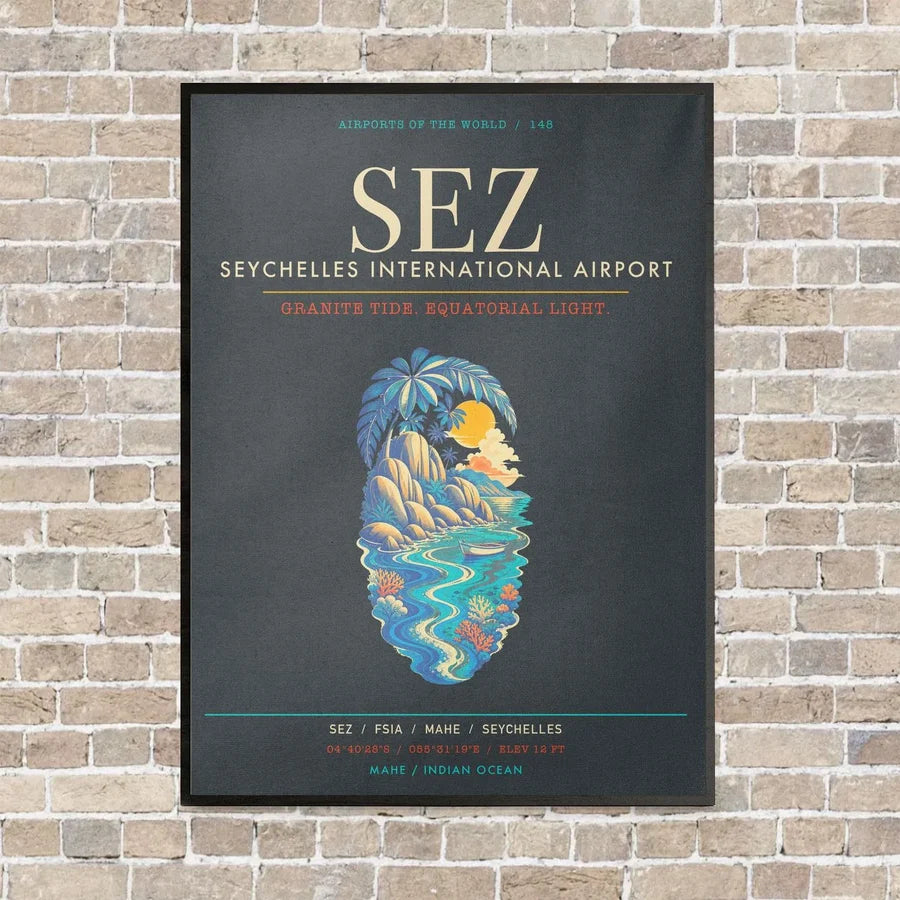 Seychelles International Airport SEZ - Canvas Framed - Gray