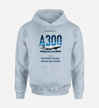 Thumbnail for Airbus A300C4-203 design on light blue hoodie single side
