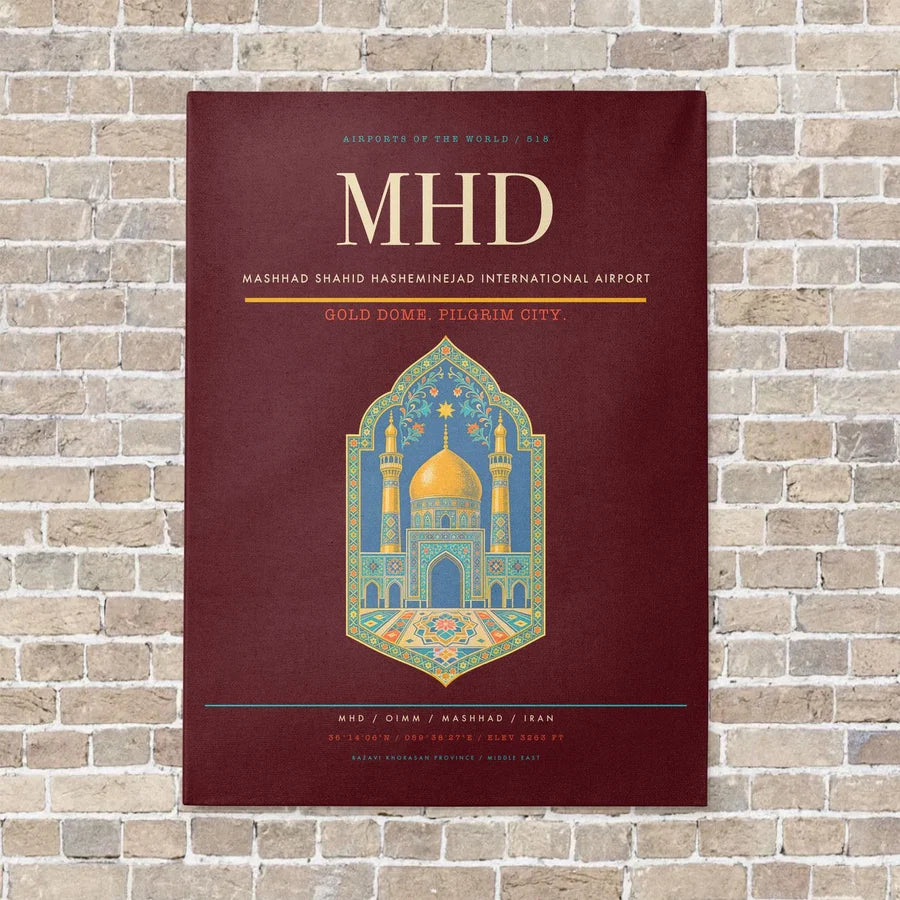 Mashhad Shahid Hasheminejad International Airport MHD - Canvas No Frame - Dark Red