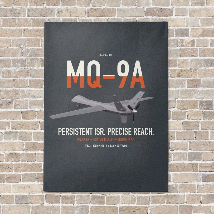 MQ-9A Reaper vertical canvas print - no frame - gray background