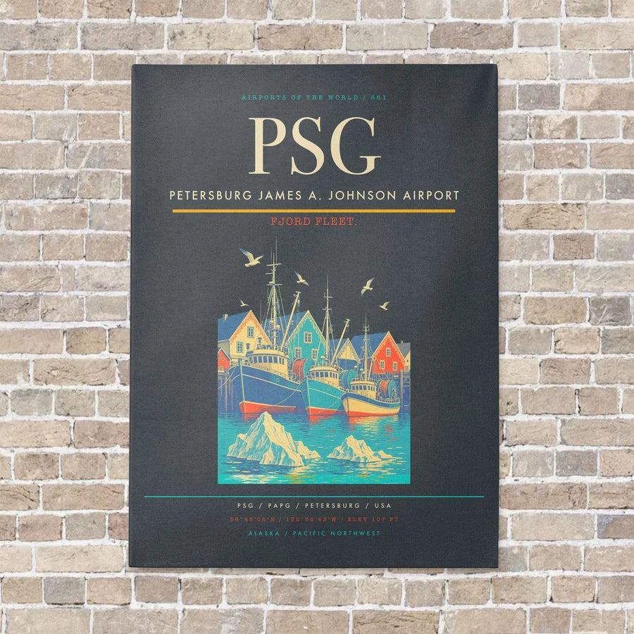Petersburg James A. Johnson Airport PSG vertical canvas print - no frame - gray background