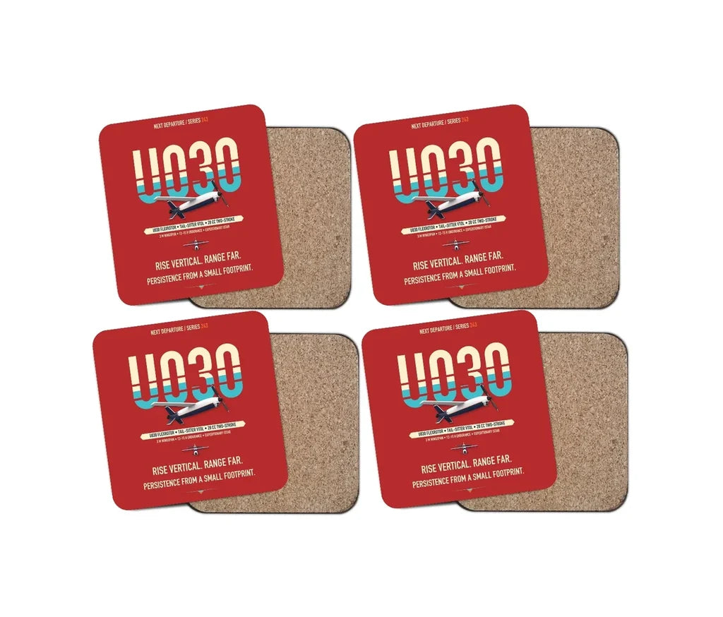 Airbus U030 Flexrotor design on red 4 pieces set coaster