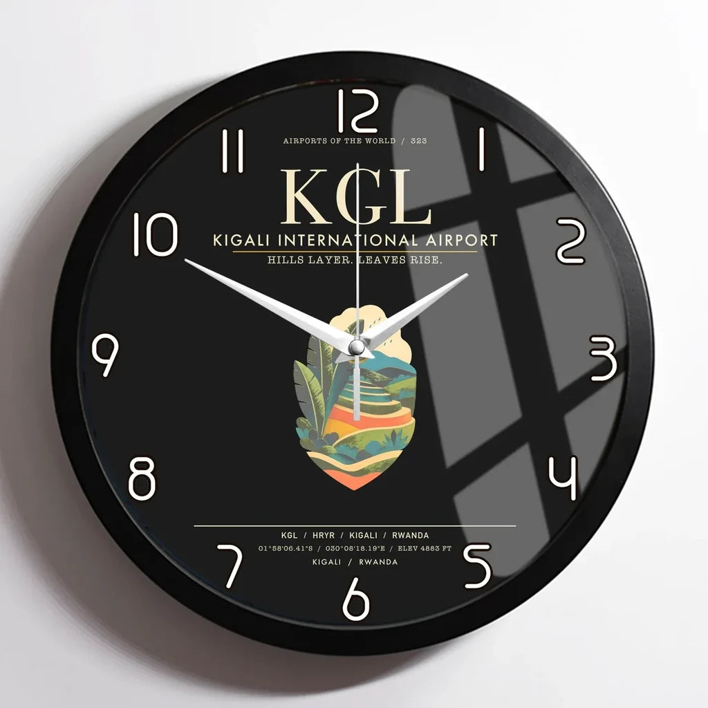 Kigali International Airport KGL Wall-Clock Framed - Black