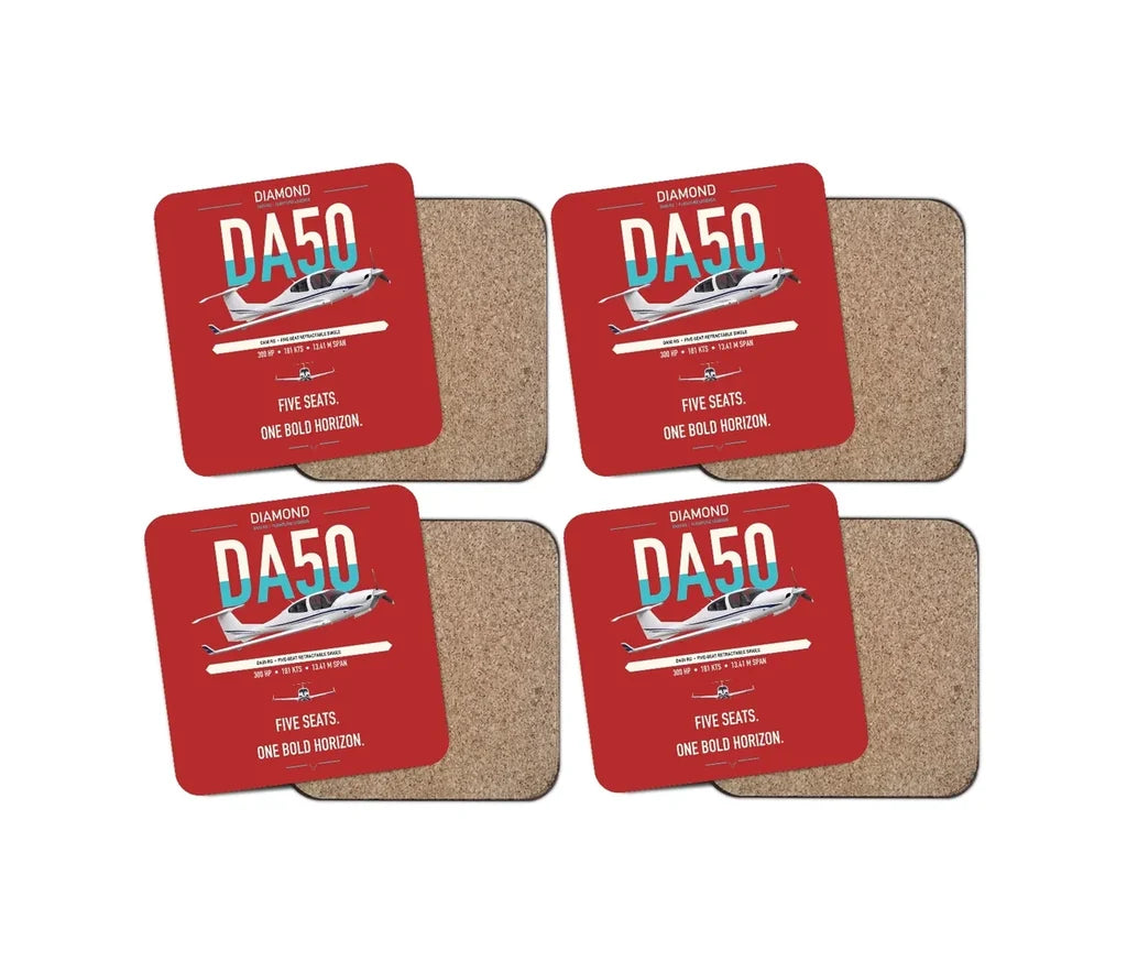 Diamond DA50 RG design on red 4 pieces set coaster