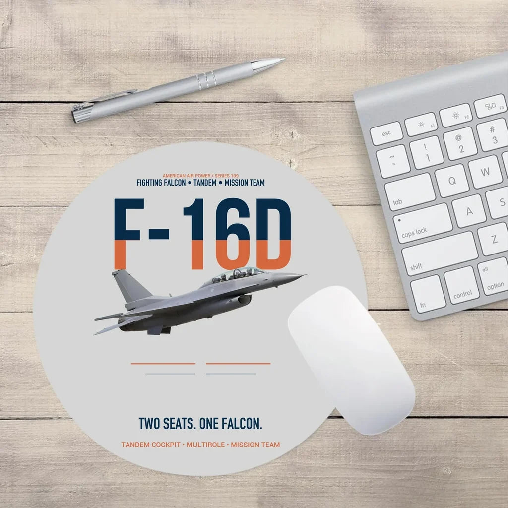 F-16D Fighting Falcon Two Seats One Falcon design on light gray round mouse pad