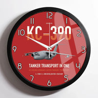 Thumbnail for Embraer KC-390 Millennium design on red framed wall clock